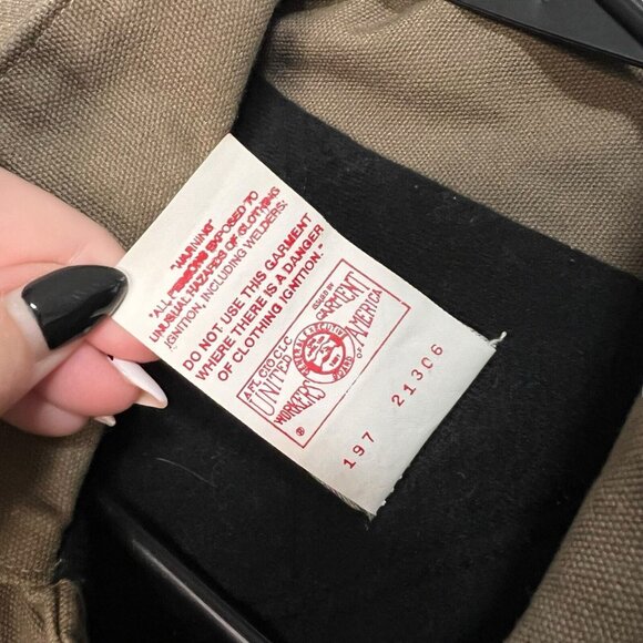 Vintage Carhartt Canvas Quilted Lined Chore Work Jacket Size 2XL Beige Workwear - Picture 9 of 10